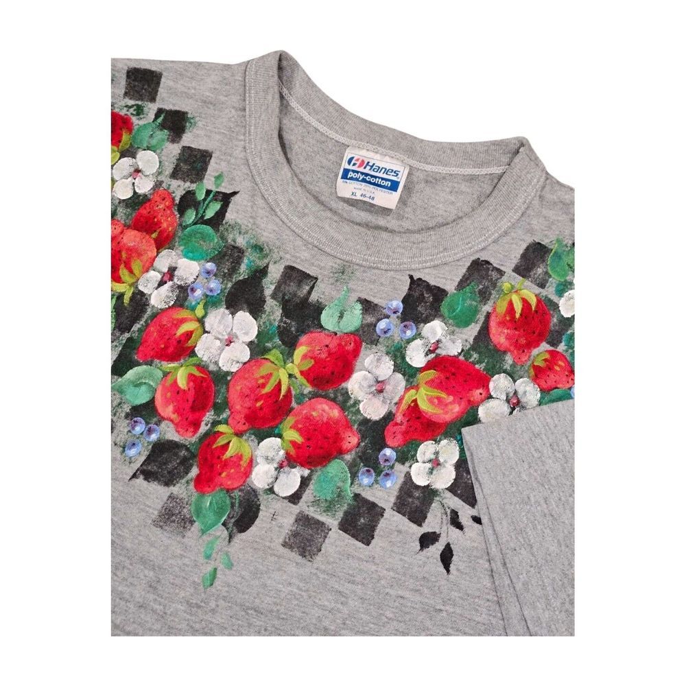 VTG Hanes Poly-Cotton Single Stitch Short Sleeve T-Shirt Hand Painted Women's XL